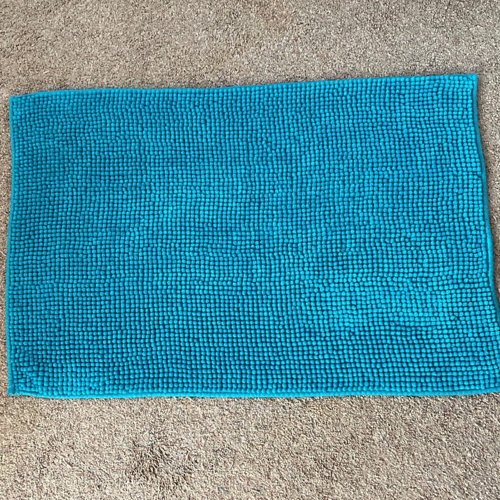 Turquoise Chenille Bathroom Rug